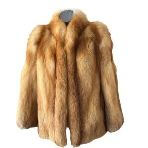 Luxury Natural Genuine Real Red Fox Fur Vintage Jacket Elegant Stylish Stunning